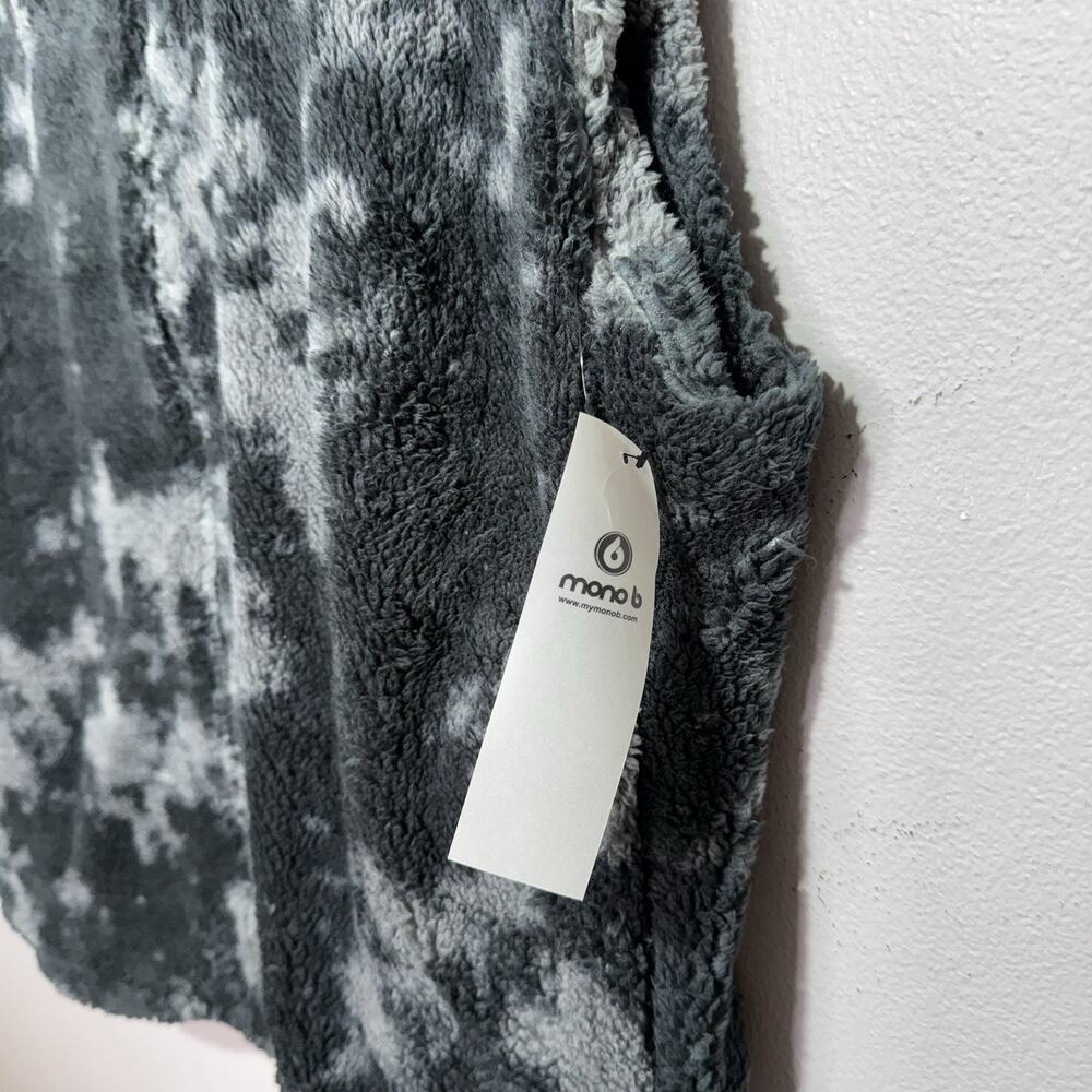 Mono B Sherpa Vest Women’s 3XL Fleece Black & Gray Tie Dye Full Zip Sleeveless - Picture 5 of 8